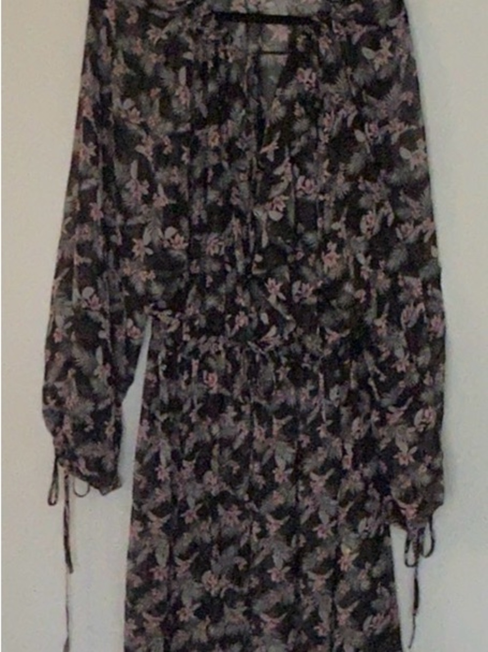 Victoria's Secret Black Floral Sheer Bathrobe Womens M/L
